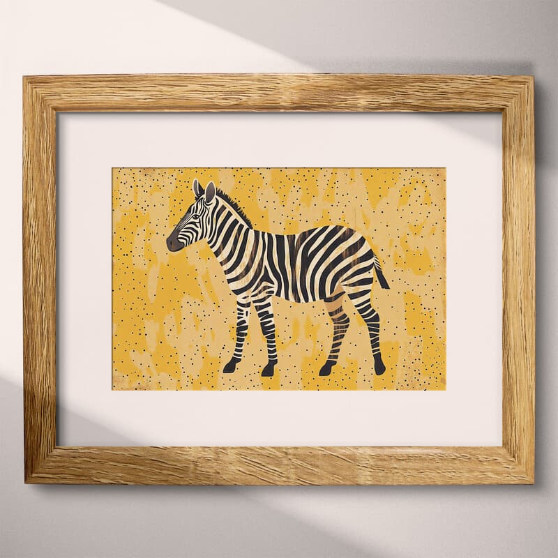 Matted frame view of A cute simple illustration with simple shapes, a zebra