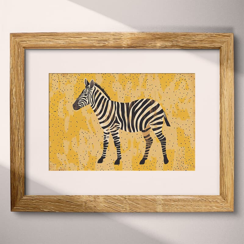 Matted frame view of A cute simple illustration with simple shapes, a zebra