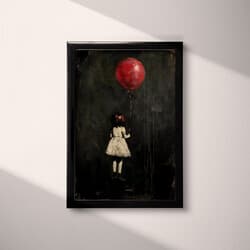 Girl Digital Download | Children Wall Decor | Portrait Decor | Black, Brown, Red and White Print | Vintage Wall Art | Living Room Art | Grief & Mourning Digital Download | Valentine's Day Wall Decor | Autumn Decor | Oil Painting