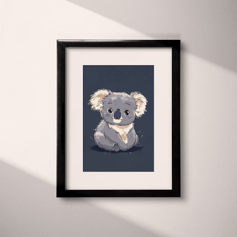 Matted frame view of A cute chibi anime cartoon drawing, a koala bear