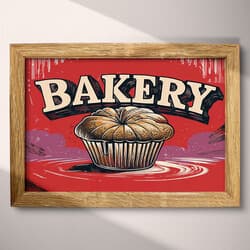 Bakery Muffin Digital Download | Food Wall Decor | Food & Drink Decor | Red, Black, Beige and Gray Print | Vintage Wall Art | Kitchen & Dining Art | Housewarming Digital Download | Thanksgiving Wall Decor | Autumn Decor | Linocut Print