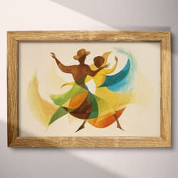 Dancing Couple Digital Download | Dance Wall Decor | Portrait Decor | Beige, Red, Brown and Blue Print | Chicano Wall Art | Living Room Art | Anniversary Digital Download | Cinco de Mayo Wall Decor | Autumn Decor | Pastel Pencil Illustration