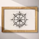 Full frame view of A vintage pencil sketch, a ship wheel