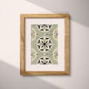 Matted frame view of A vintage textile print, symmetric nautical pattern