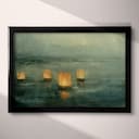 Full frame view of An impressionist oil painting, lanterns in an ocean