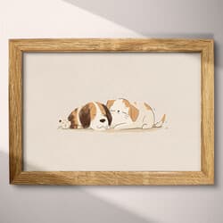 Dog Art | Animal Wall Art | Animals Print | White, Gray and Brown Decor | Cute Simple Wall Decor | Kids Digital Download | Baby Shower Art | Spring Wall Art | Simple Illustration