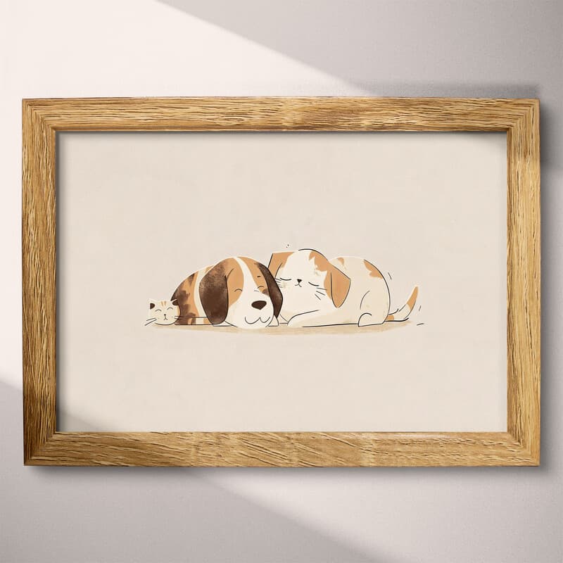 Full frame view of A cute simple illustration with simple shapes, a dog and cat