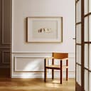 Room view with a matted frame of A cute simple illustration with simple shapes, a dog and cat