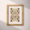 Matted frame view of A maximalist letterpress print, symmetric intricate pattern