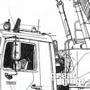 Closeup view of A vintage graphite sketch, a crane truck