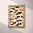 Full frame view of A retro textile print, sneaker pattern