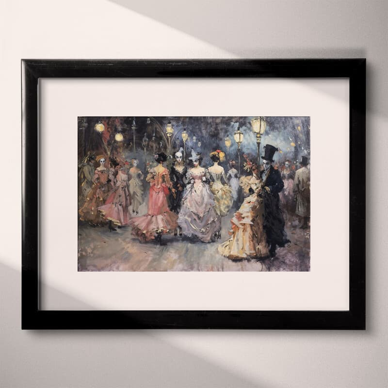 Matted frame view of A vintage oil painting, a masquerade ball