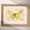 Matted frame view of A french country pastel pencil illustration, yellow butterflies