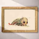 Full frame view of A cute chibi anime pastel pencil illustration, a caterpillar