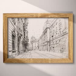 Italian City Digital Download | Architecture Wall Decor | Architecture Decor | Gray and Black Print | Vintage Wall Art | Living Room Art | Housewarming Digital Download | Graphite Sketch