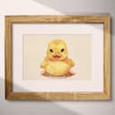 Matted frame view of A cute chibi anime pastel pencil illustration, a rubber duck