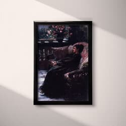 Woman Digital Download | Figurative Wall Decor | Portrait Decor | Black, Blue and Purple Print | Vintage Wall Art | Living Room Art | Winter Digital Download | Oil Painting