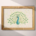 Full frame view of A cute simple illustration with simple shapes, a peacock