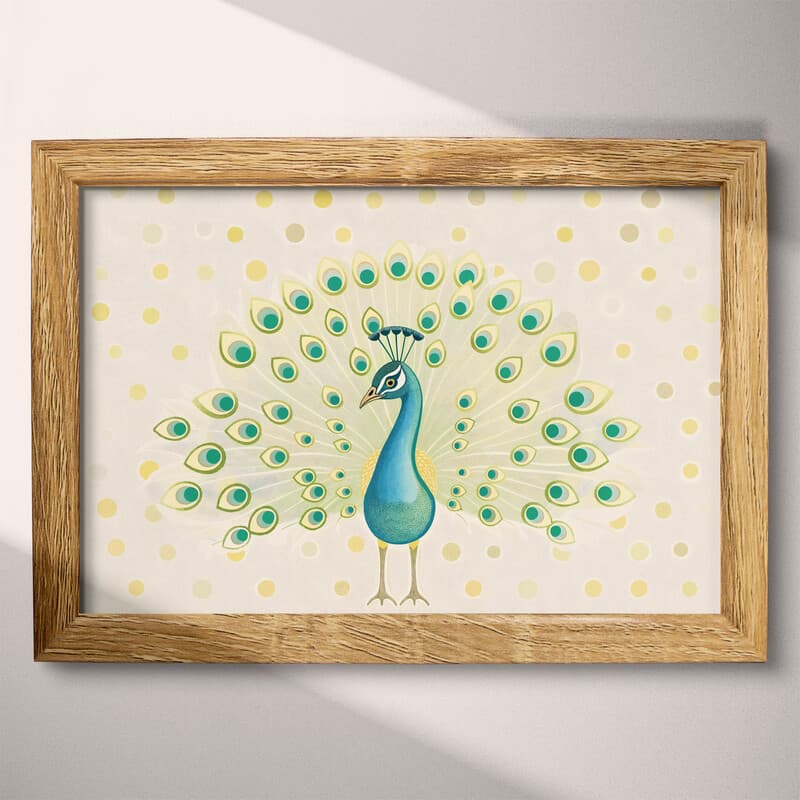 Full frame view of A cute simple illustration with simple shapes, a peacock