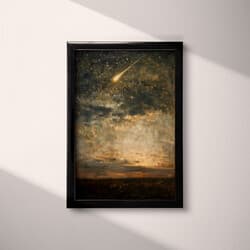 Shooting Star Digital Download | Astronomy Wall Decor | Black, Brown and Beige Decor | Impressionist Print | Living Room Wall Art | Winter Art | Oil Painting