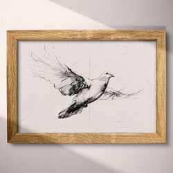 Dove Art | Bird Wall Art | Animals Print | Gray and Black Decor | Vintage Wall Decor | Living Room Digital Download | Grief & Mourning Art | Spring Wall Art | Graphite Sketch