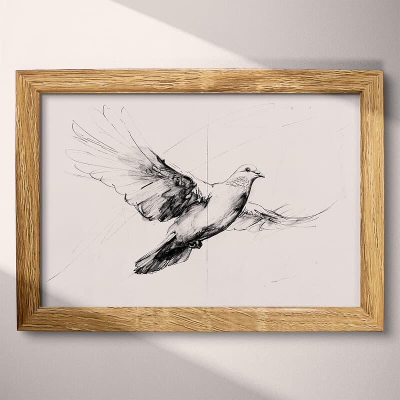 Full frame view of A vintage graphite sketch, a dove flying in the air