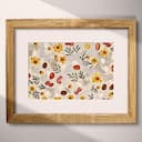 Matted frame view of A farmhouse textile print, pattern of bacon and eggs