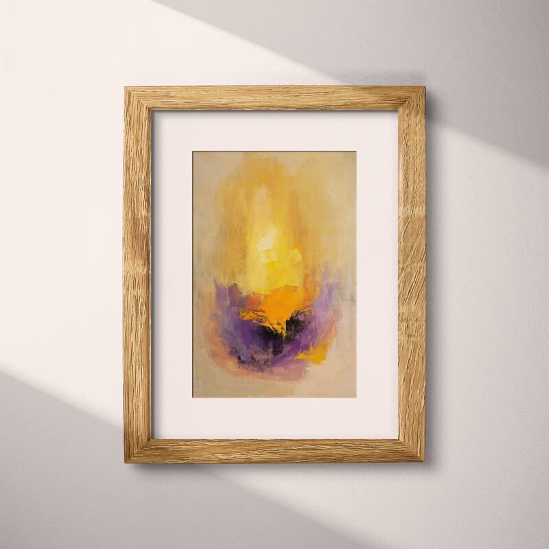 Matted frame view of An abstract impressionist oil painting, a sunset