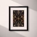 Matted frame view of An art deco textile print, symmetric intricate pattern