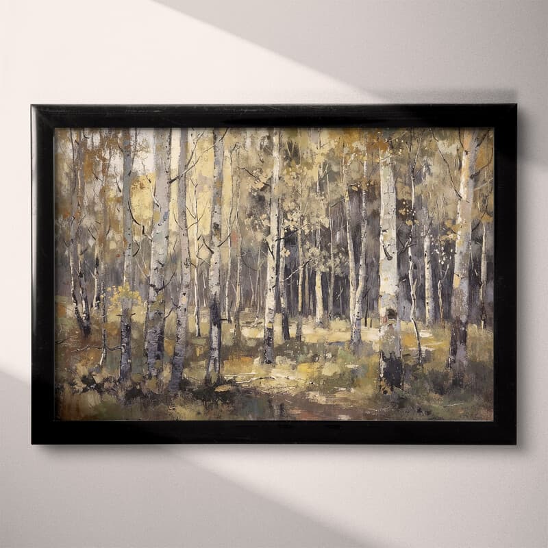 Full frame view of An impressionist oil painting, an aspen forest