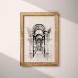 Masonry Digital Download | Architecture Wall Decor | Architecture Decor | Gray and Black Print | Vintage Wall Art | Office Art | Housewarming Digital Download | Pencil Sketch