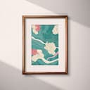 Matted frame view of A japandi textile print, floral pattern