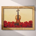 Full frame view of A minimalist pastel pencil illustration, a violin on a bed of red roses