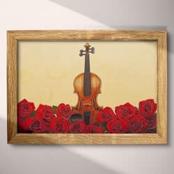 Violin Digital Download | Still Life Wall Decor | Music Decor | Beige, Brown, Black, Gray and Orange Print | Minimal Wall Art | Living Room Art | Valentine's Day Digital Download | Autumn Wall Decor | Pastel Pencil Illustration