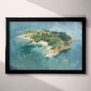 Full frame view of An impressionist oil painting, an island, top-down view