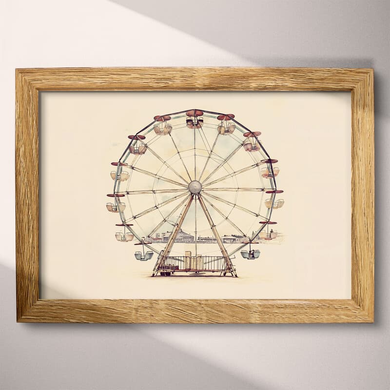 Full frame view of A bohemian pastel pencil illustration, a ferris wheel