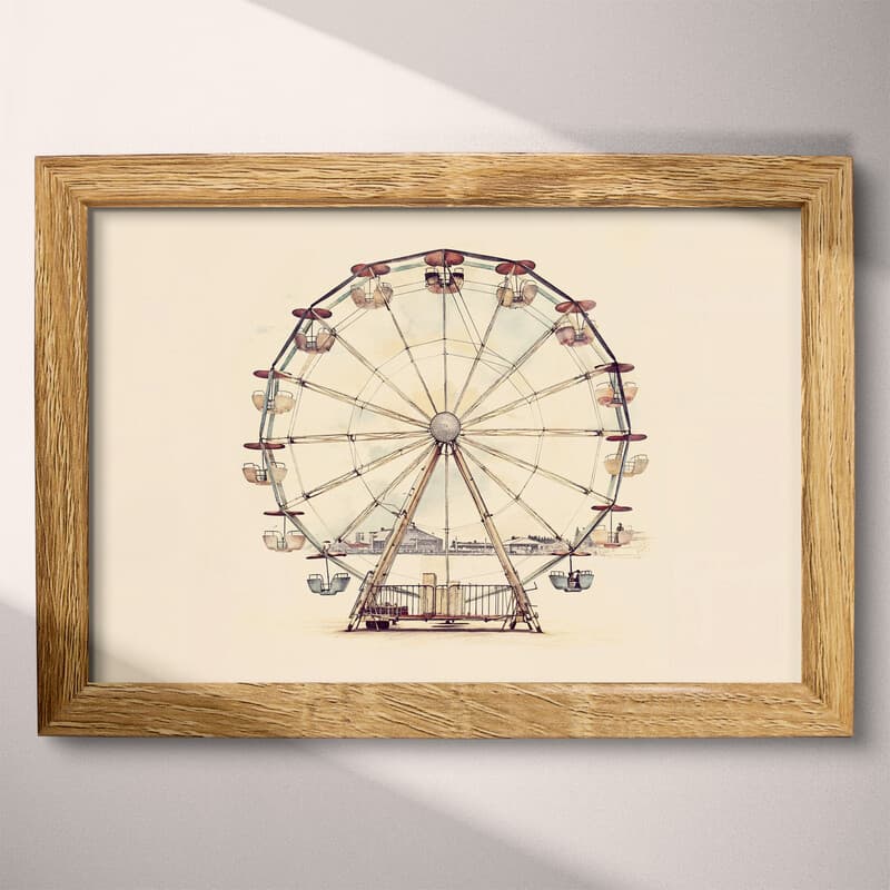 Full frame view of A bohemian pastel pencil illustration, a ferris wheel