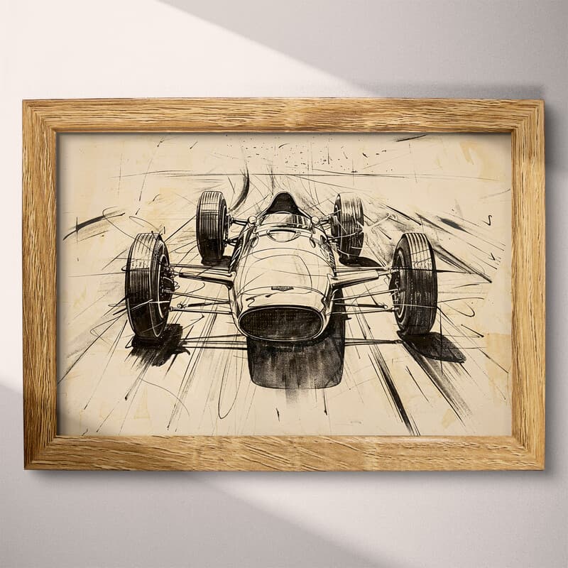 Full frame view of A vintage graphite sketch, a formula racing car