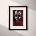 Matted frame view of An abstract vintage oil painting, a clown