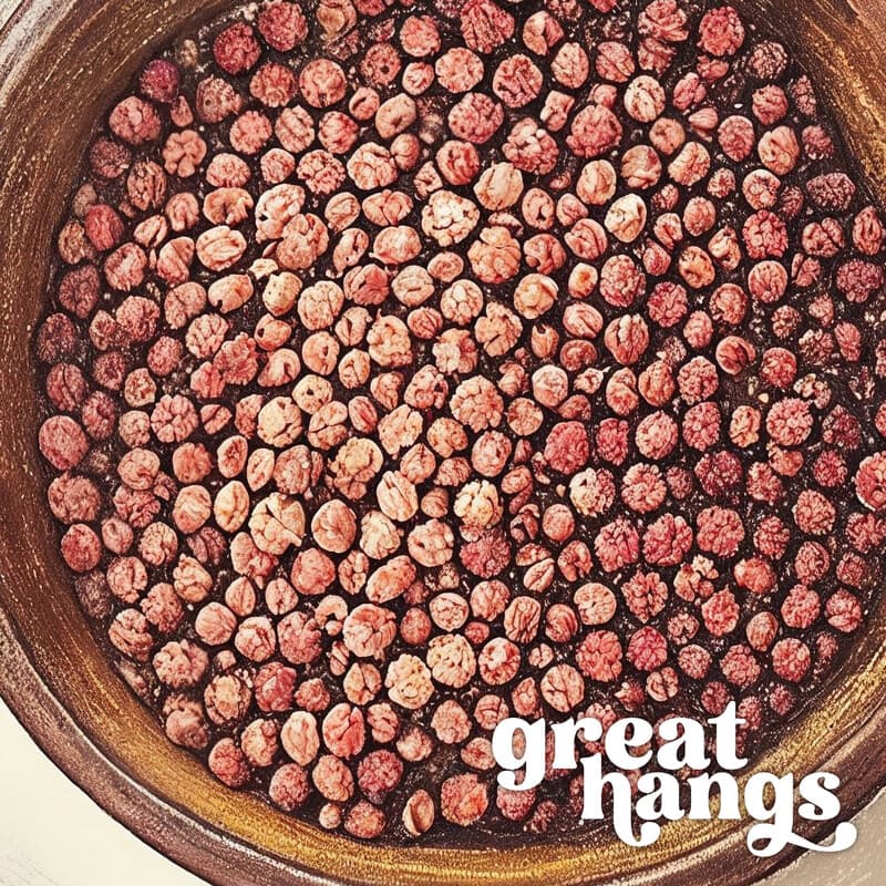 Closeup view of A chicano art pastel pencil illustration, bowls of different colored spices, top down view