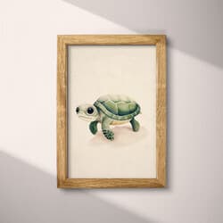 Turtle Digital Download | Animal Wall Decor | Animals Decor | White, Green and Black Print | Chibi Wall Art | Kids Art | Baby Shower Digital Download | Spring Wall Decor | Pastel Pencil Illustration