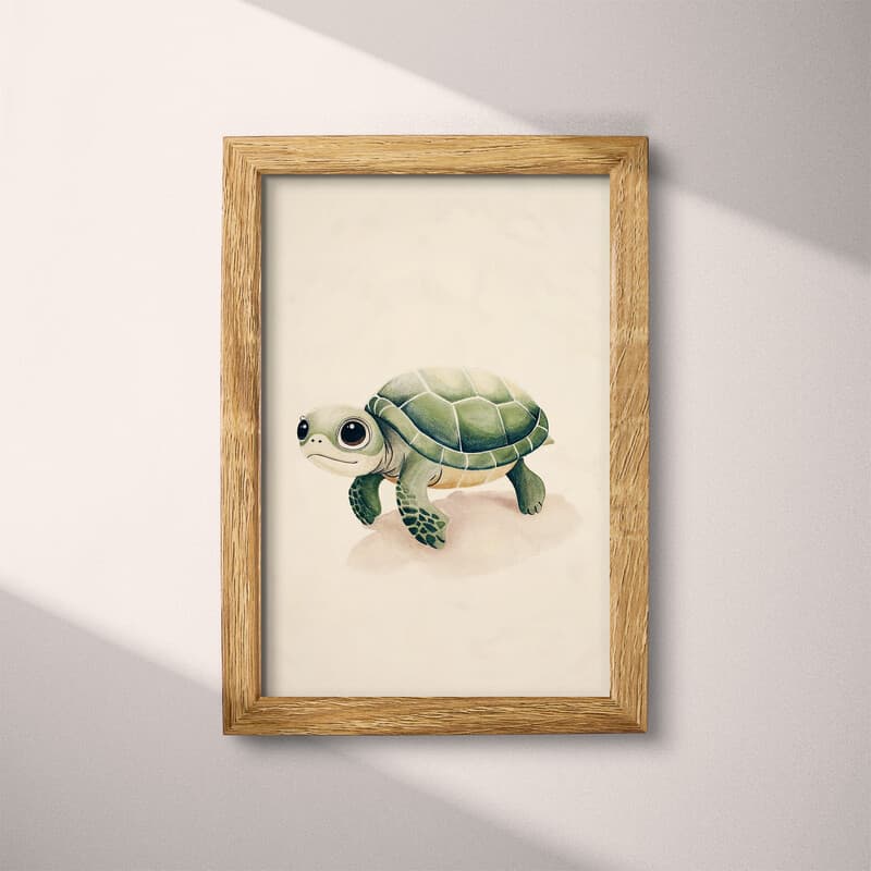 Full frame view of A cute chibi anime pastel pencil illustration, a turtle