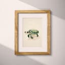 Matted frame view of A cute chibi anime pastel pencil illustration, a turtle