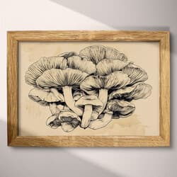 Mushroom Cluster Digital Download | Nature Wall Decor | Botanical Decor | Beige, Black and Brown Print | Farmhouse Wall Art | Kitchen & Dining Art | Housewarming Digital Download | Thanksgiving Wall Decor | Autumn Decor | Ink Sketch