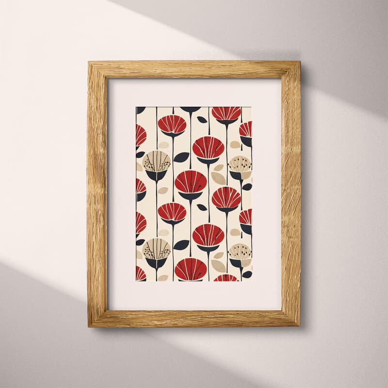 Matted frame view of A contemporary textile print, simple pattern