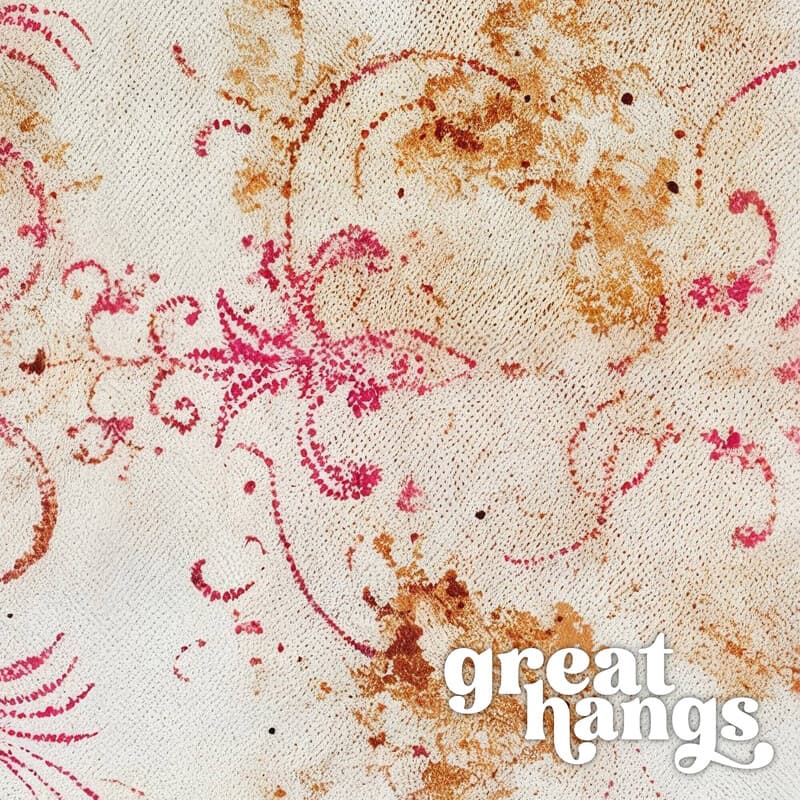 Closeup view of A rustic textile print, intricate floral pattern