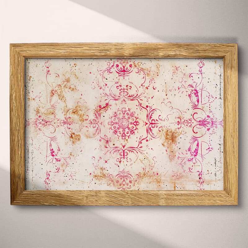 Full frame view of A rustic textile print, intricate floral pattern