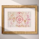 Matted frame view of A rustic textile print, intricate floral pattern