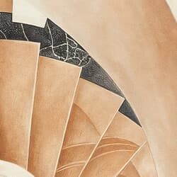 Spiral Staircase Art | Architecture Wall Art | Architecture Print | White, Brown and Black Decor | Art Deco Wall Decor | Entryway Digital Download | Housewarming Art | Autumn Wall Art | Pastel Pencil Illustration