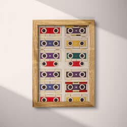 Mixtape Pattern Art | Music Wall Art | Music Print | Beige, Black, Gray, Red and Orange Decor | Retro Wall Decor | Game Room Digital Download | Back To School Art | Autumn Wall Art | Textile